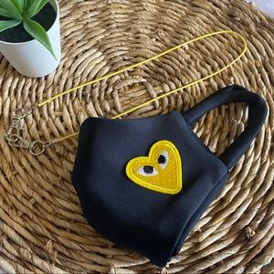 Face Mask Embroidered Heart w/ Mask Lanyard